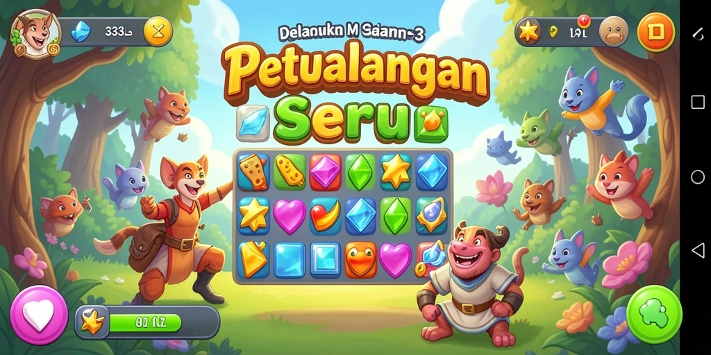 Screenshot gameplay 33L menampilkan keseruan menyusun permata.