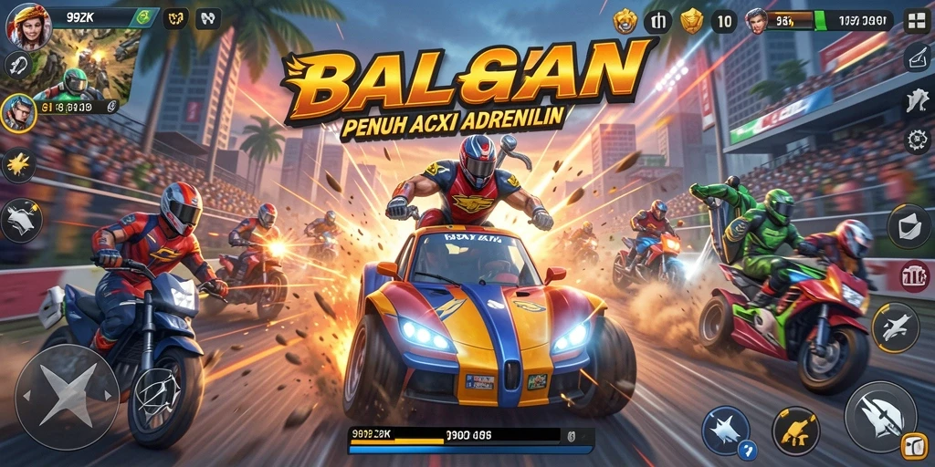 Gameplay seru di 99ZK dengan balapan yang mendebarkan.