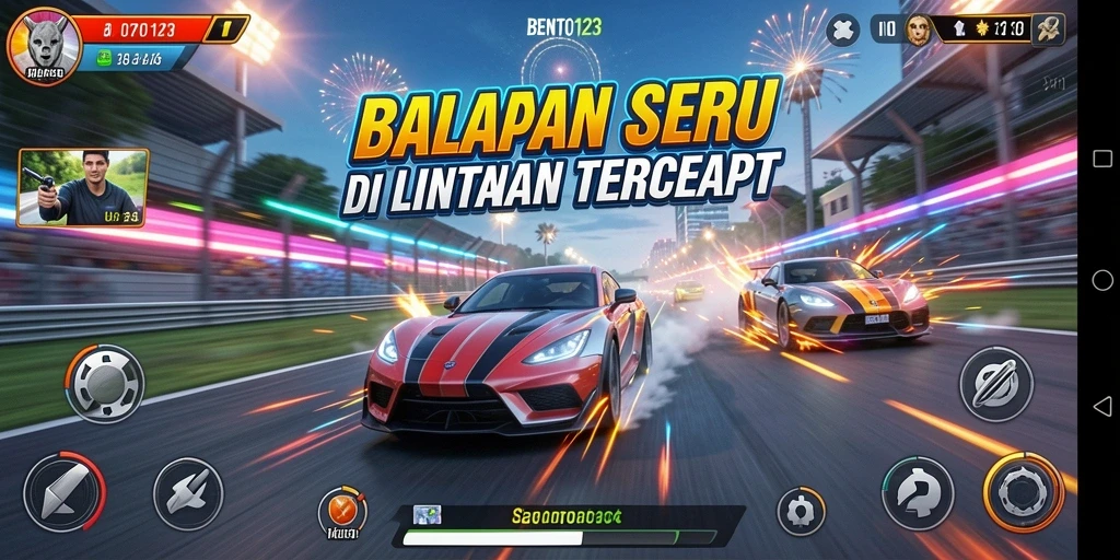 Gameplay menarik BENTO123 dengan mobil balap di lintasan