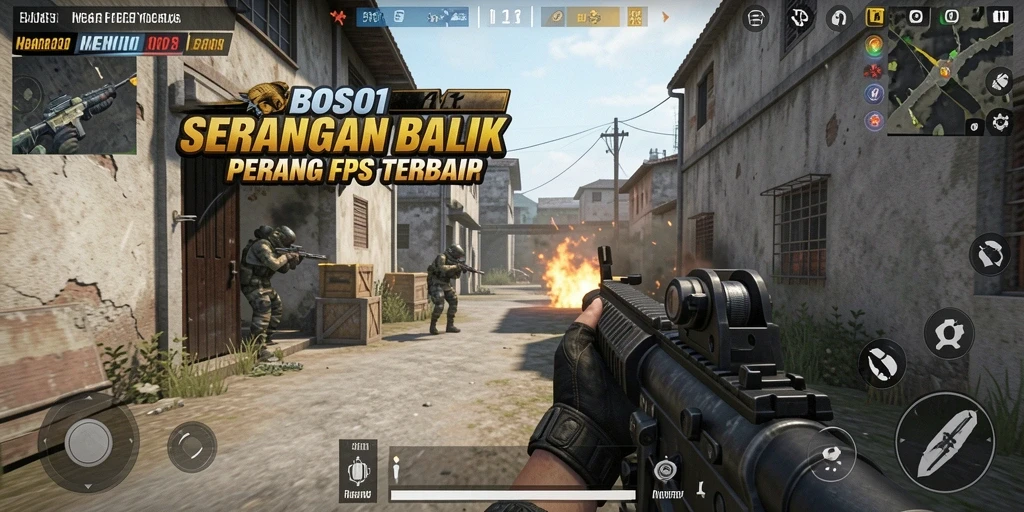 Tangkapan layar menunjukkan aksi seru dalam game FPS dengan grafik tinggi.