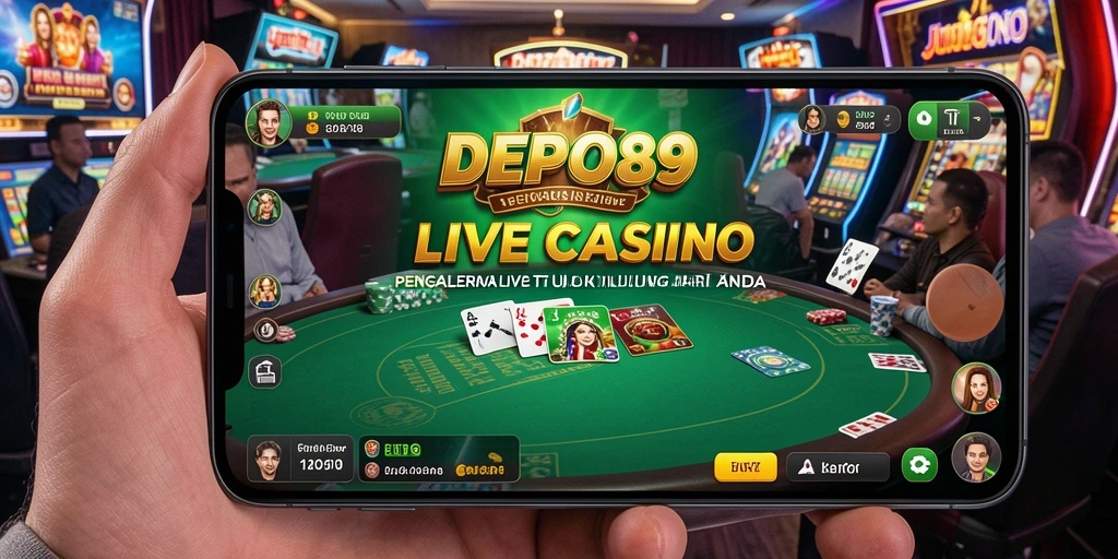 Screenshot gameplay DEPO89 dengan dealer langsung di Live Casino.