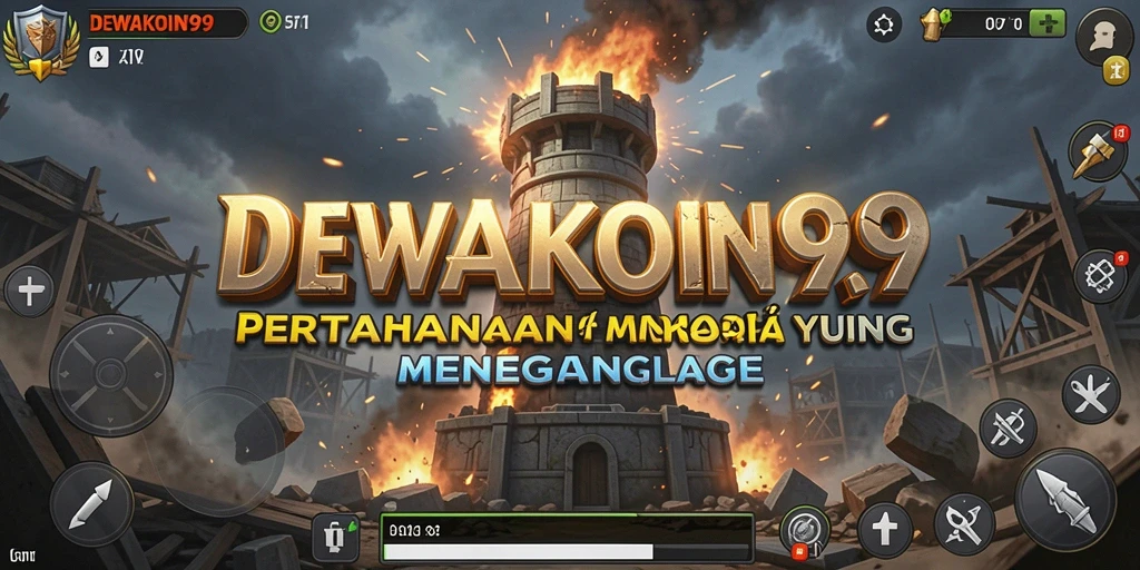 Tampilan gameplay seru DEWAKOIN99 dengan pertahanan menara yang strategis.