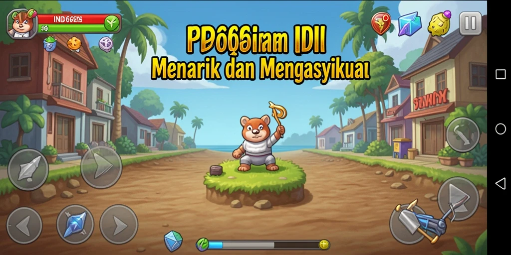 Screenshot gameplay IND666 menampilkan karakter yang mengumpulkan sumber daya.