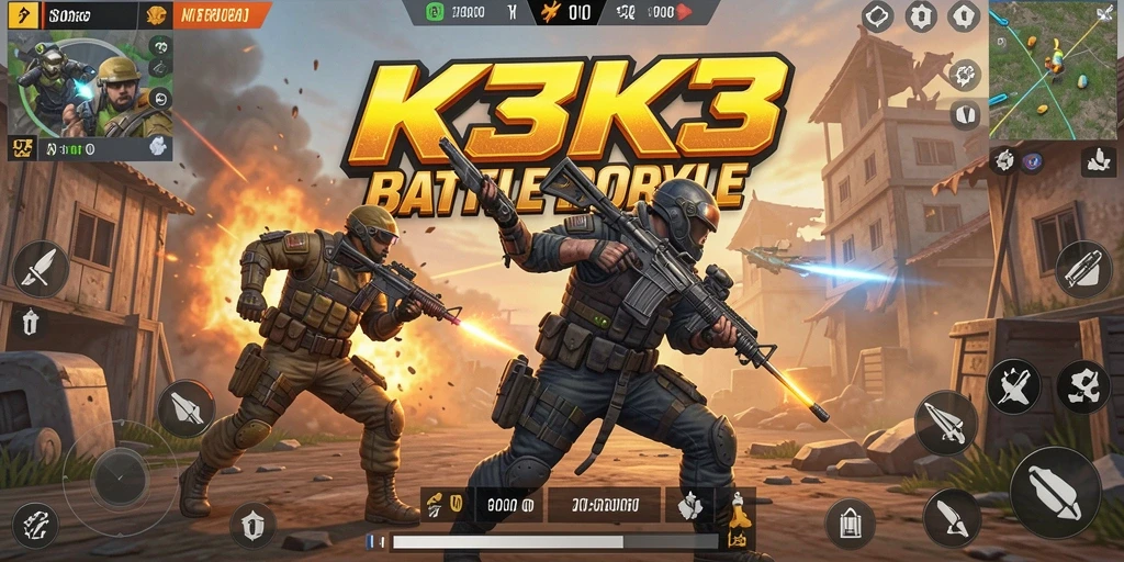 Screenshot K3K3 menampilkan aksi seru dalam gameplay Battle Royale.