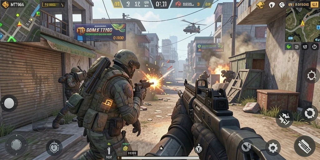 Gameplay seru dalam MT966 saat bertempur di medan perang.
