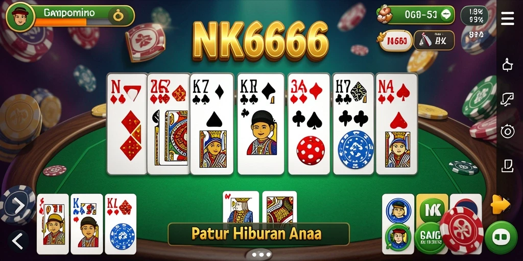 Gambaran gameplay seru di NK666 dengan suasana bermain Domino.