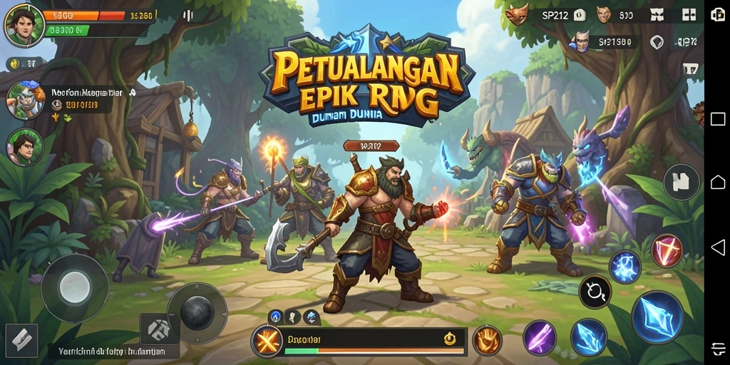 Tangkapan layar SP212 menampilkan aksi intens dalam bertarung di dunia RPG.