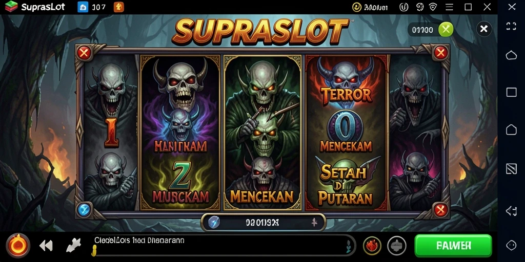 Gameplay SUPRASLOT menampilkan ketegangan dan kegelapan yang mendalam.