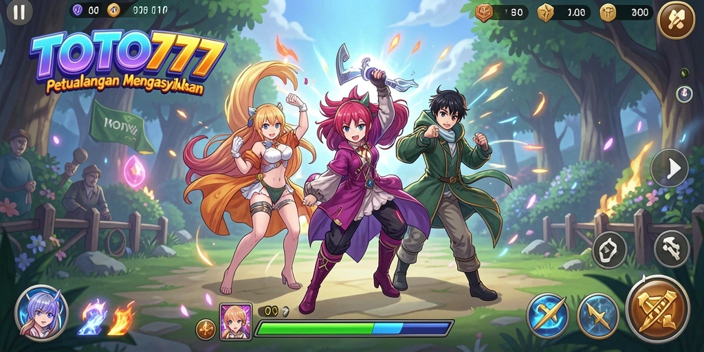 Screenshot TOTO777 menampilkan pertarungan karakter Anime yang seru.