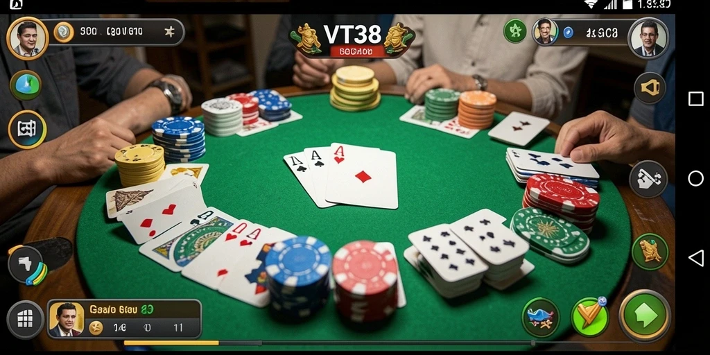 Screenshot utama VT38 menampilkan gameplay Gaple yang seru.