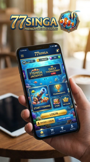Tampilan utama aplikasi 77singa dengan navigasi intuitif.